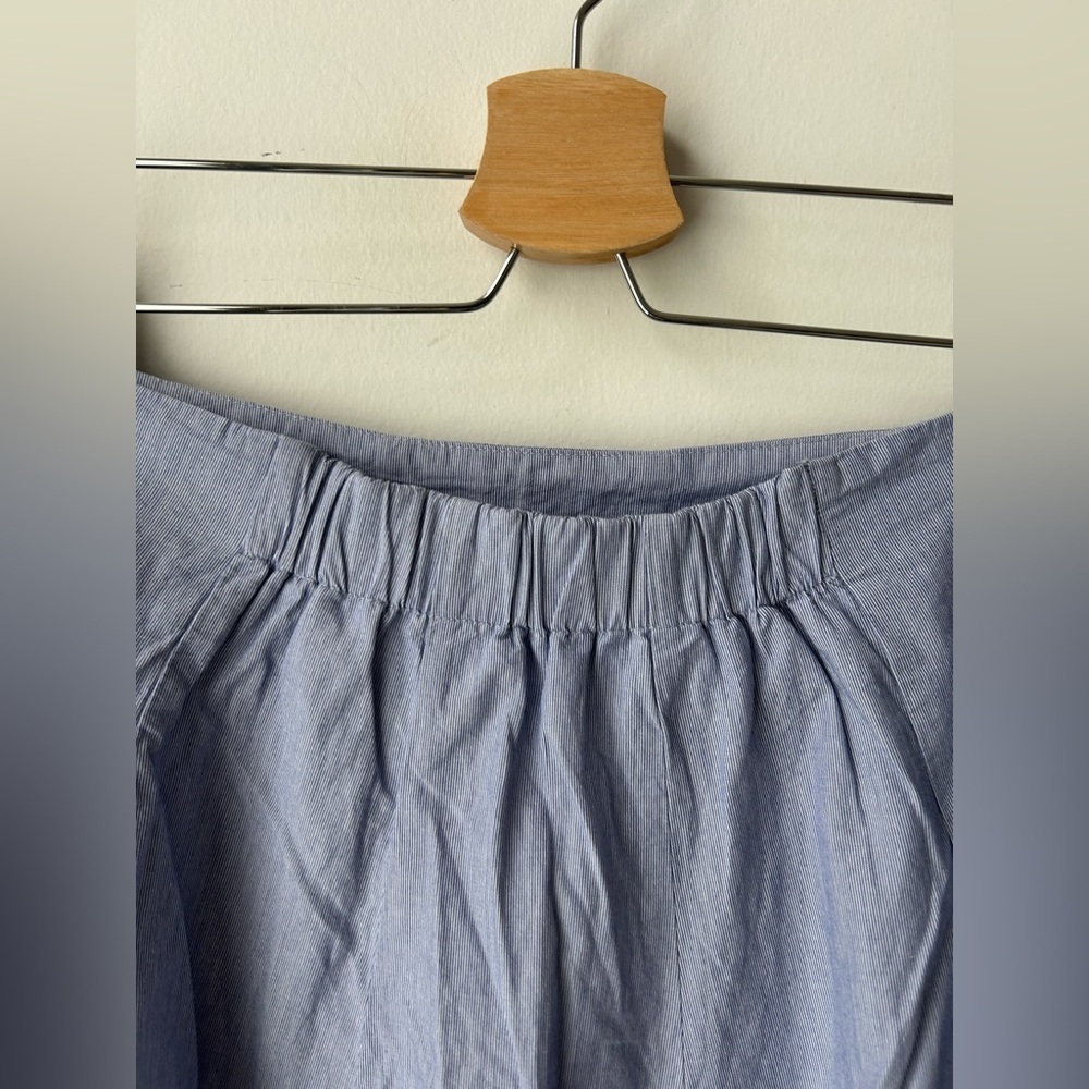 Muji Cool Touch Broadcloth Patterned Flared Skirt blue - Picture 9 of 12